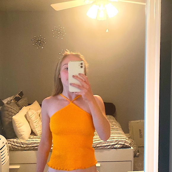 Orange Rouched Top - Picture 3 of 3